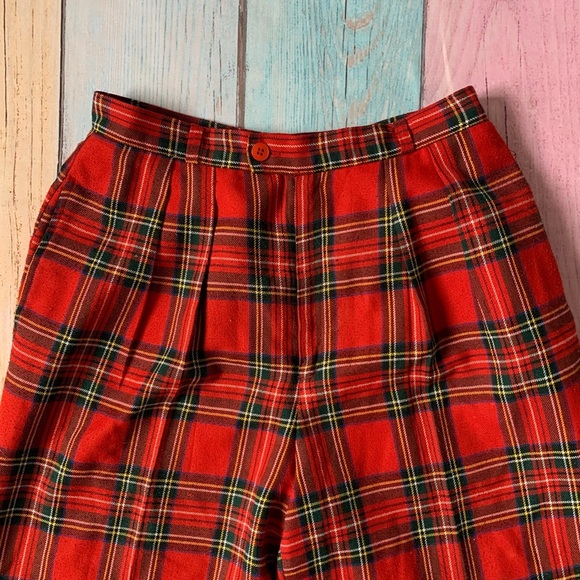 Vintage happy legs high waist Red Plaid Trousers - Picture 3 of 7